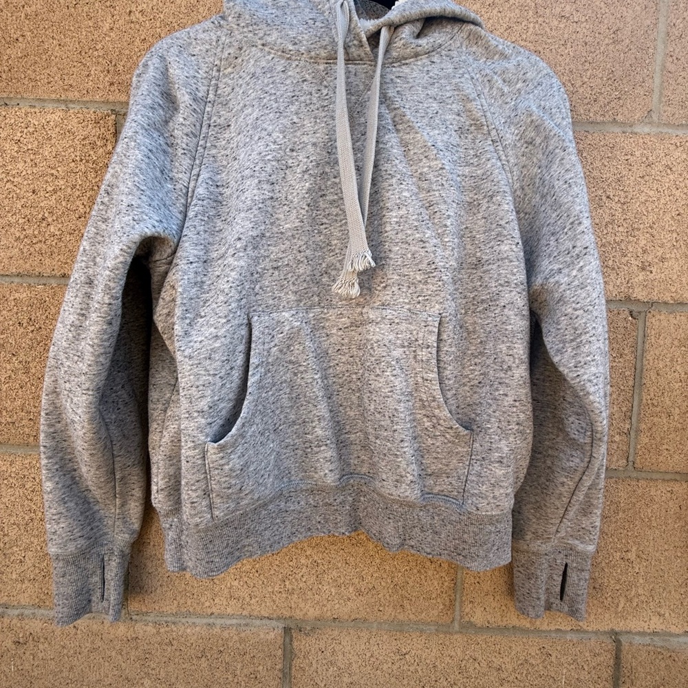 Old Navy Gray Pullover Hoodie with Kangaroo Pocket and Ribbed Cuffs